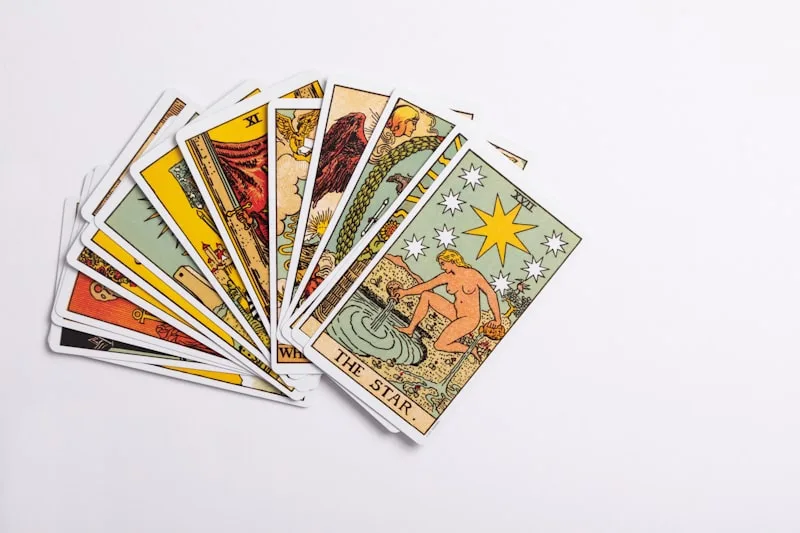 Fanned tarot card deck featuring The Star, used in intuitive psychic readings